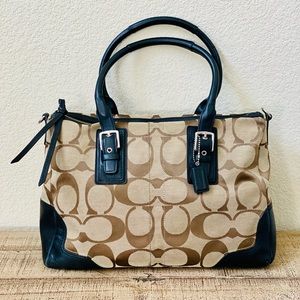 Coach Hampton Khaki/Black Signature Satchel